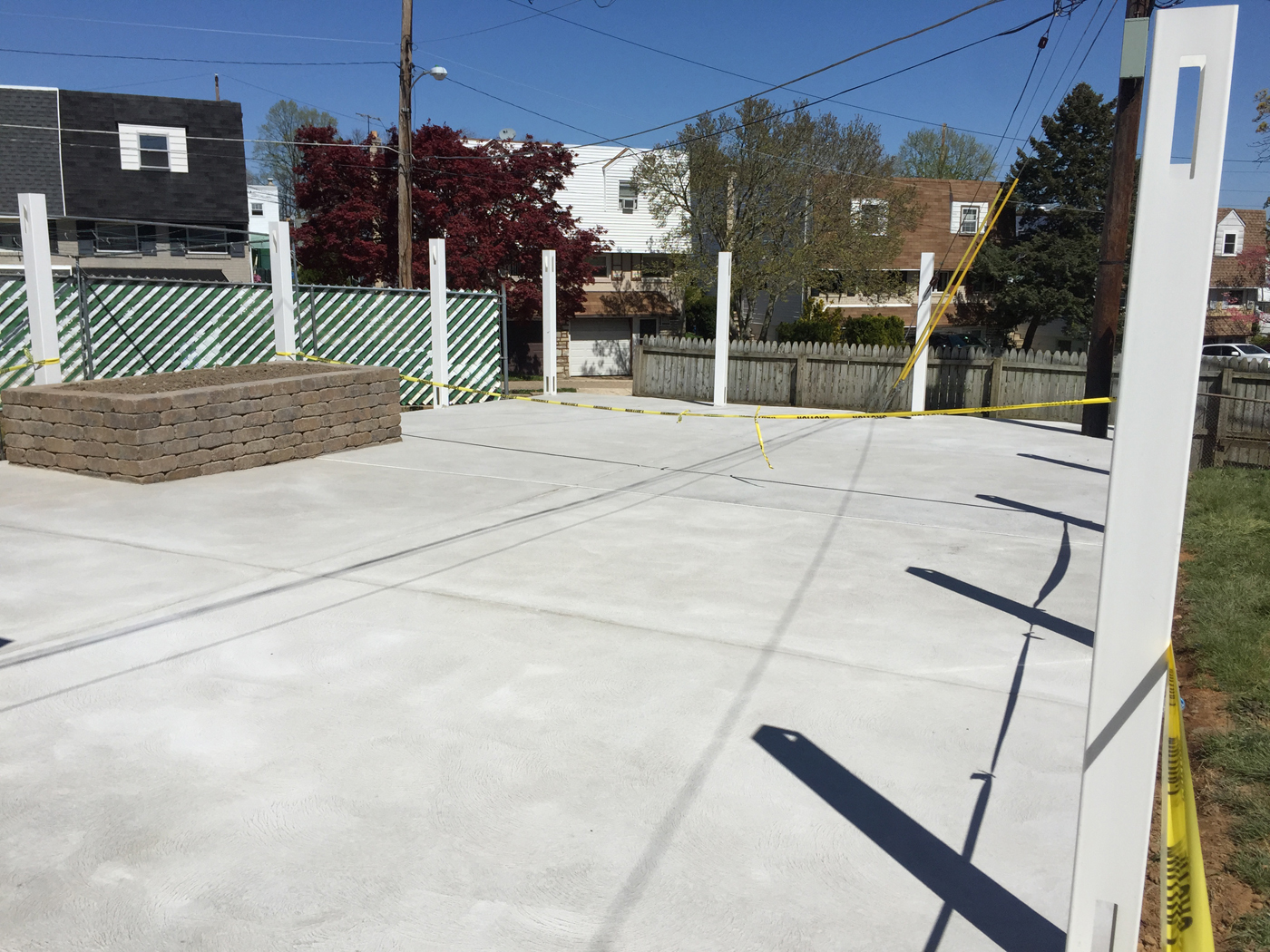 Finished backyard concrete patio in Philadelphia