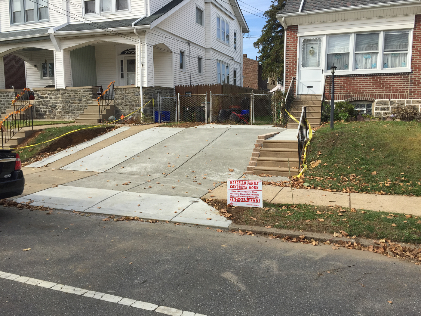Finished driveway, apron, and sidewalk pour in Philadelphia