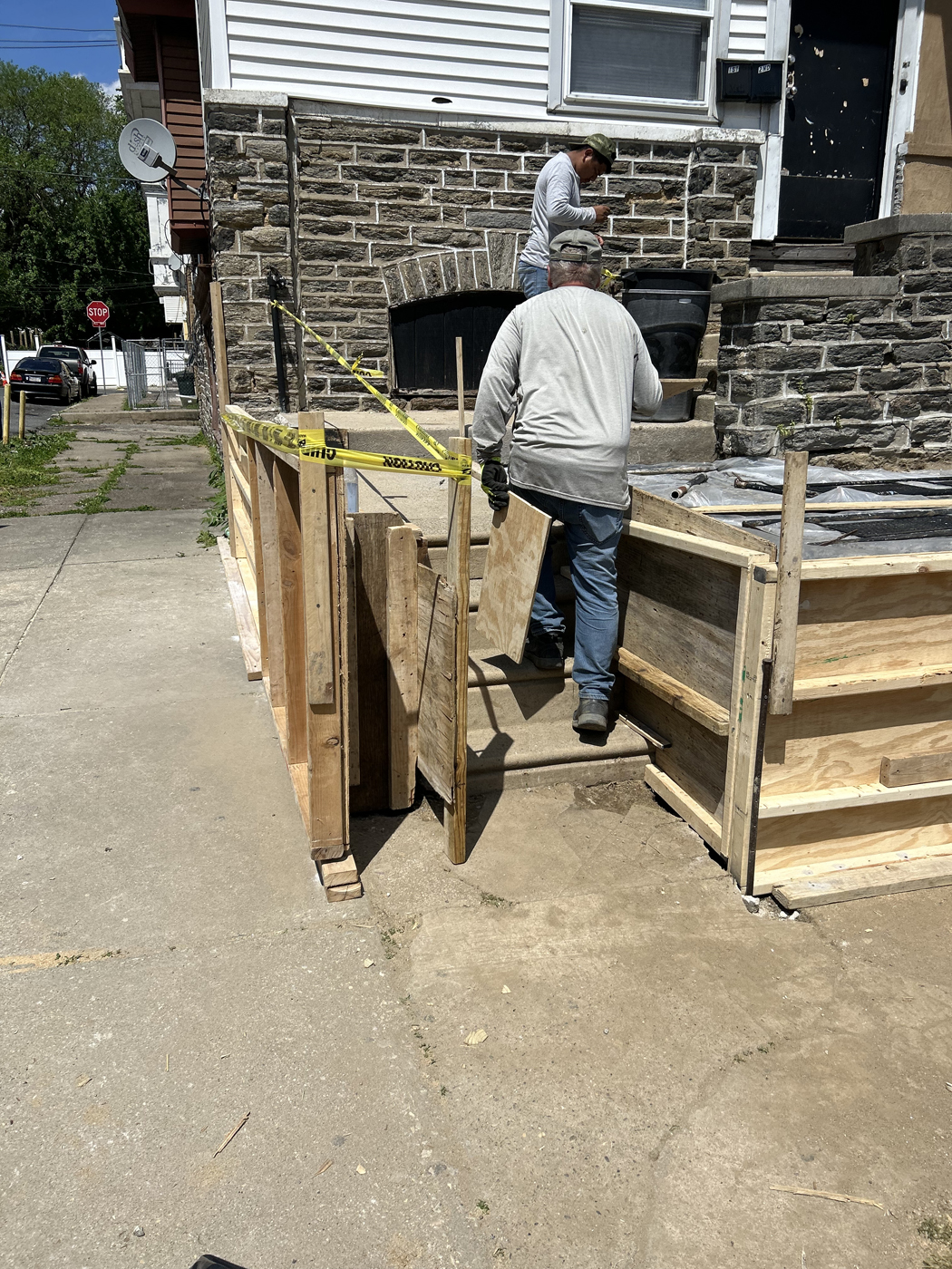 Finished concrete porch and steps rebuild in Philadelphia