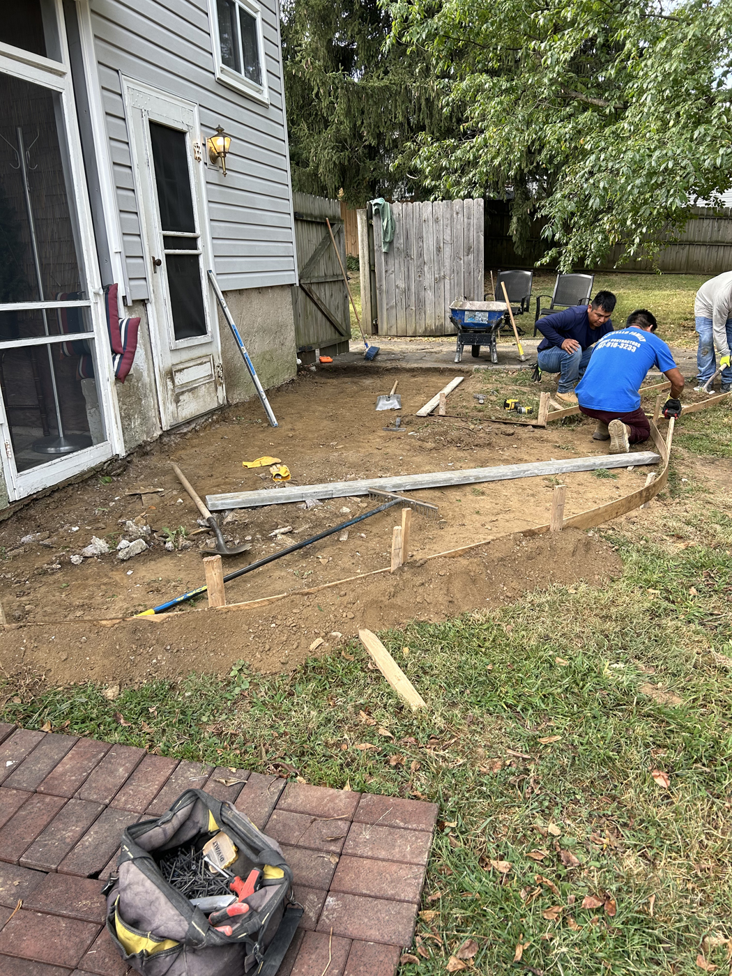 Patio + Walkway project &mdash; Forms tied across walkway and patio. &mdash; Philadelphia by Marcello Family Cement Work