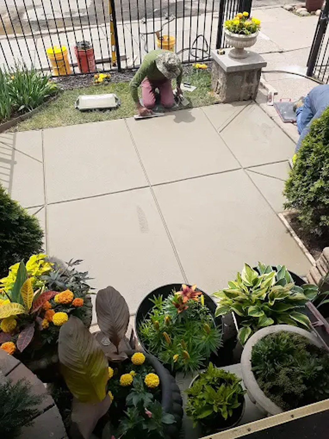Conrete Front Patio Being Finished