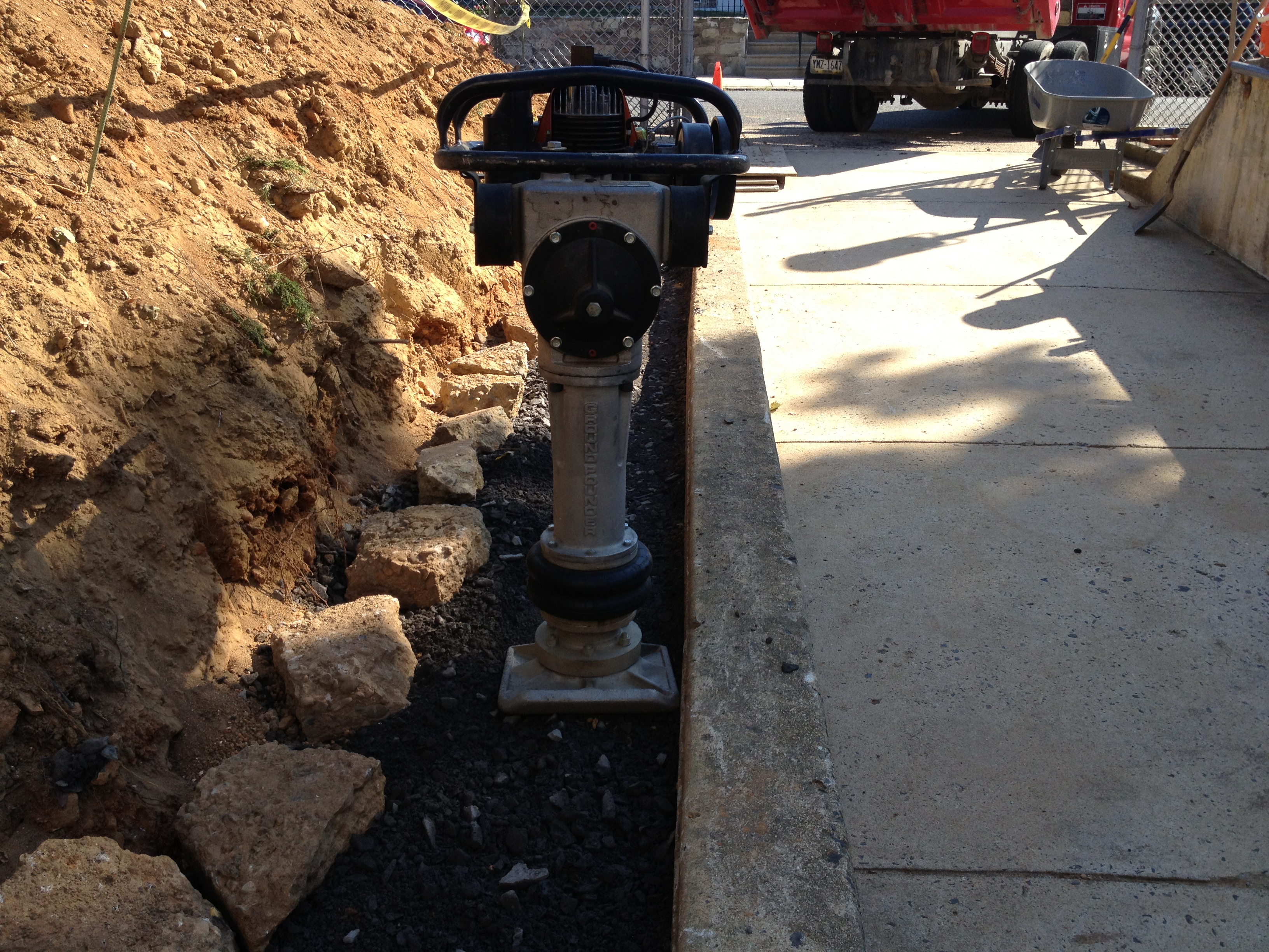 Retaining wall project &mdash; Setting course on level base. &mdash; Philadelphia by Marcello Family Cement Work