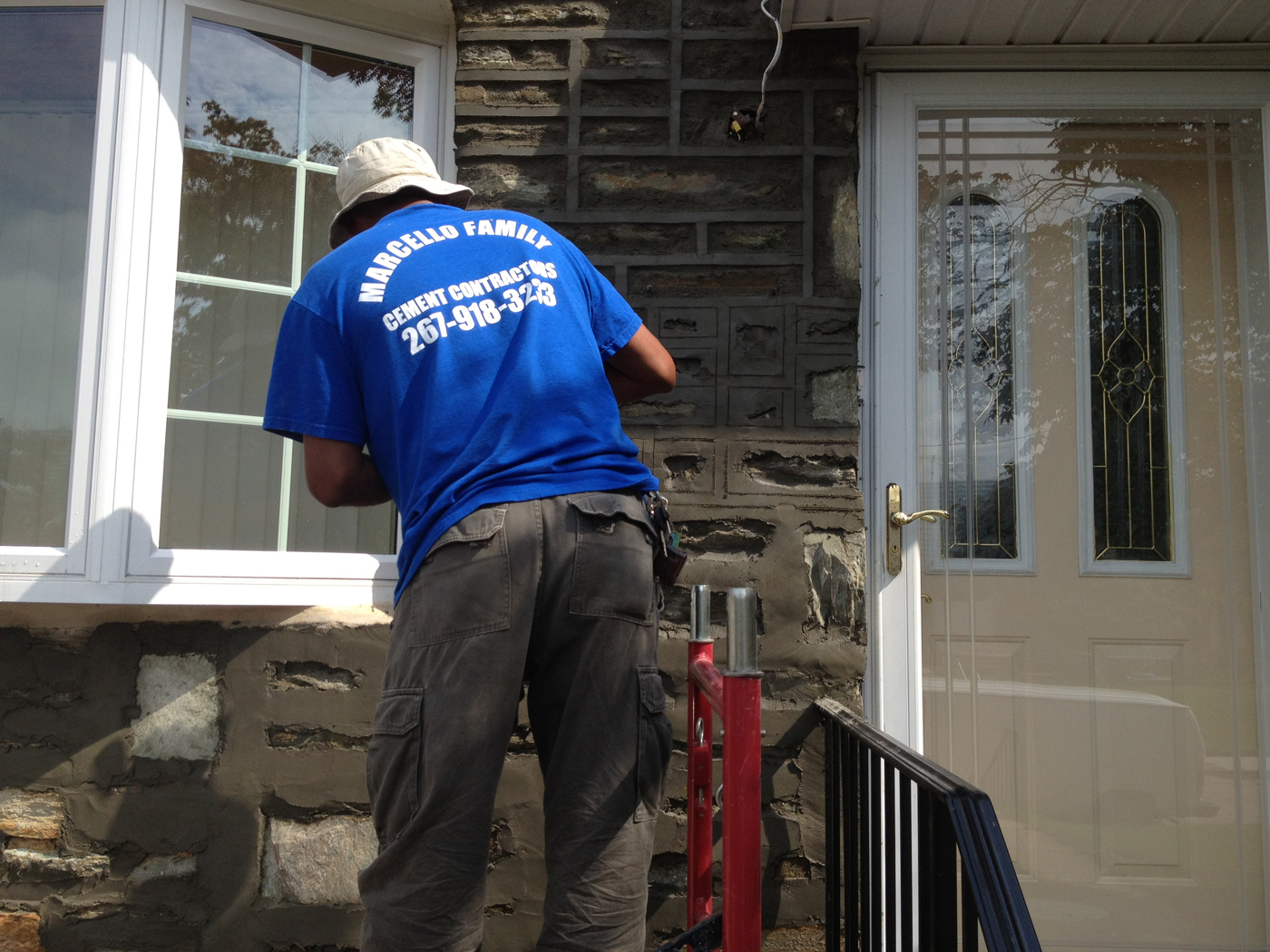 Stone wall before mortar joint repointing in Northeast Philadelphia