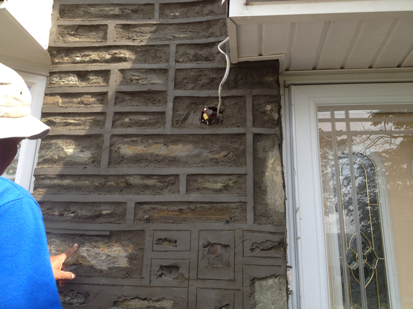 Repointed stone wall section in Northeast Philadelphia
