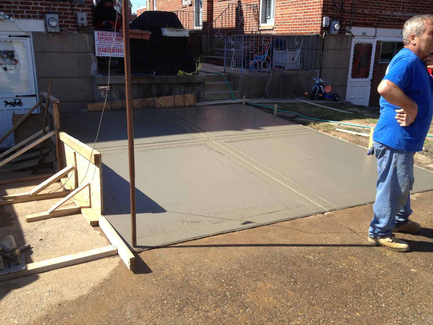 Driveway · Parking pad project &mdash; Forms square to the house. &mdash; Philadelphia by Marcello Family Cement Work