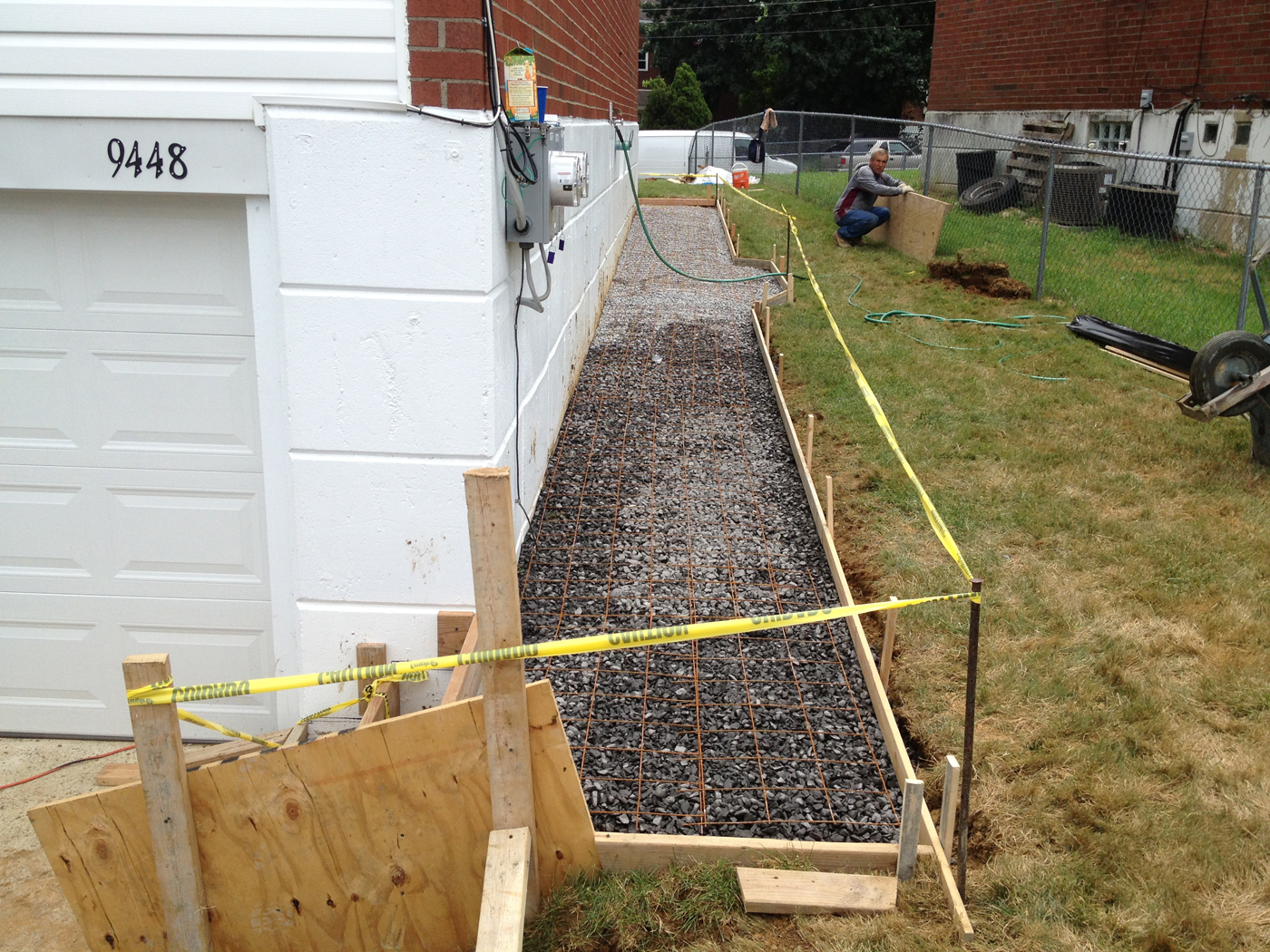 Walkway project &mdash; Forms tied to sidewalk and steps. &mdash; Philadelphia by Marcello Family Cement Work