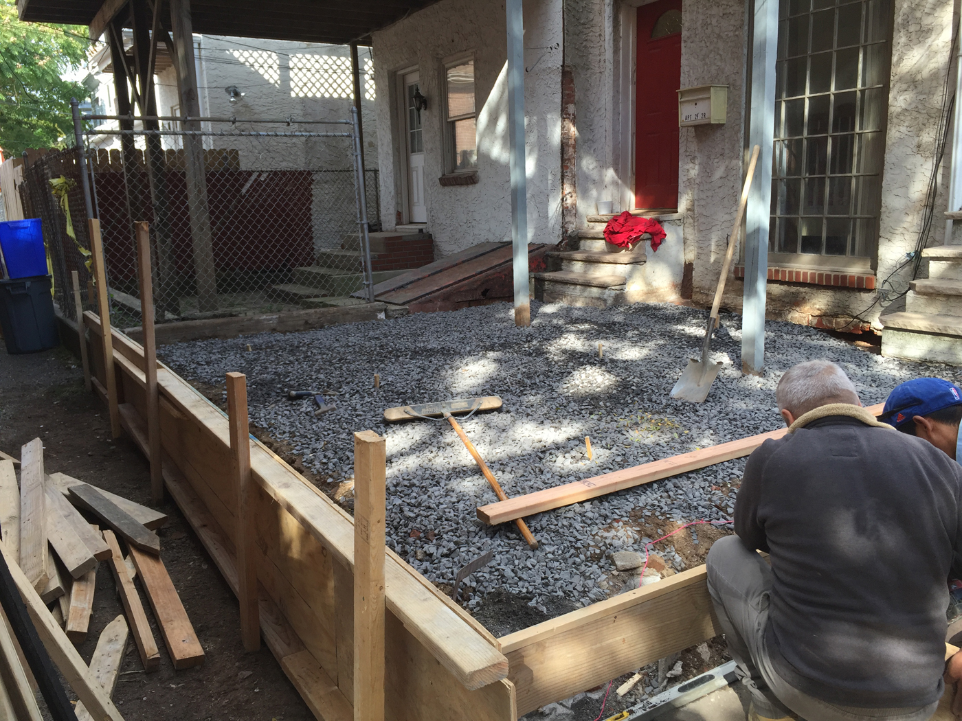 Porch + Steps project &mdash; Forms tied across porch and steps. &mdash; Philadelphia by Marcello Family Cement Work