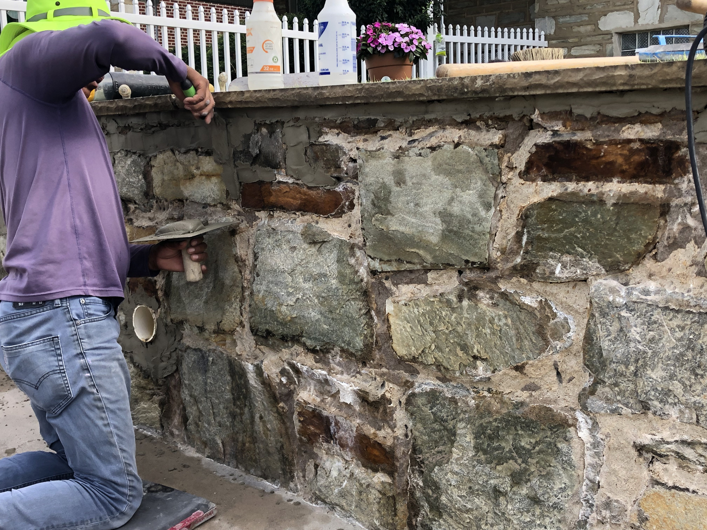 Stone repointing detail in Philadelphia